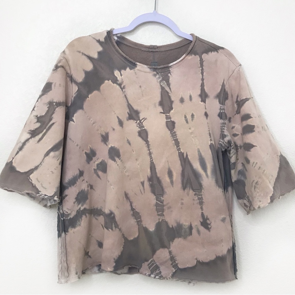 RAQUEL ALLEGRA Hand Tie Dyed Oversized Boxy Sweatshirt Half Sleeves